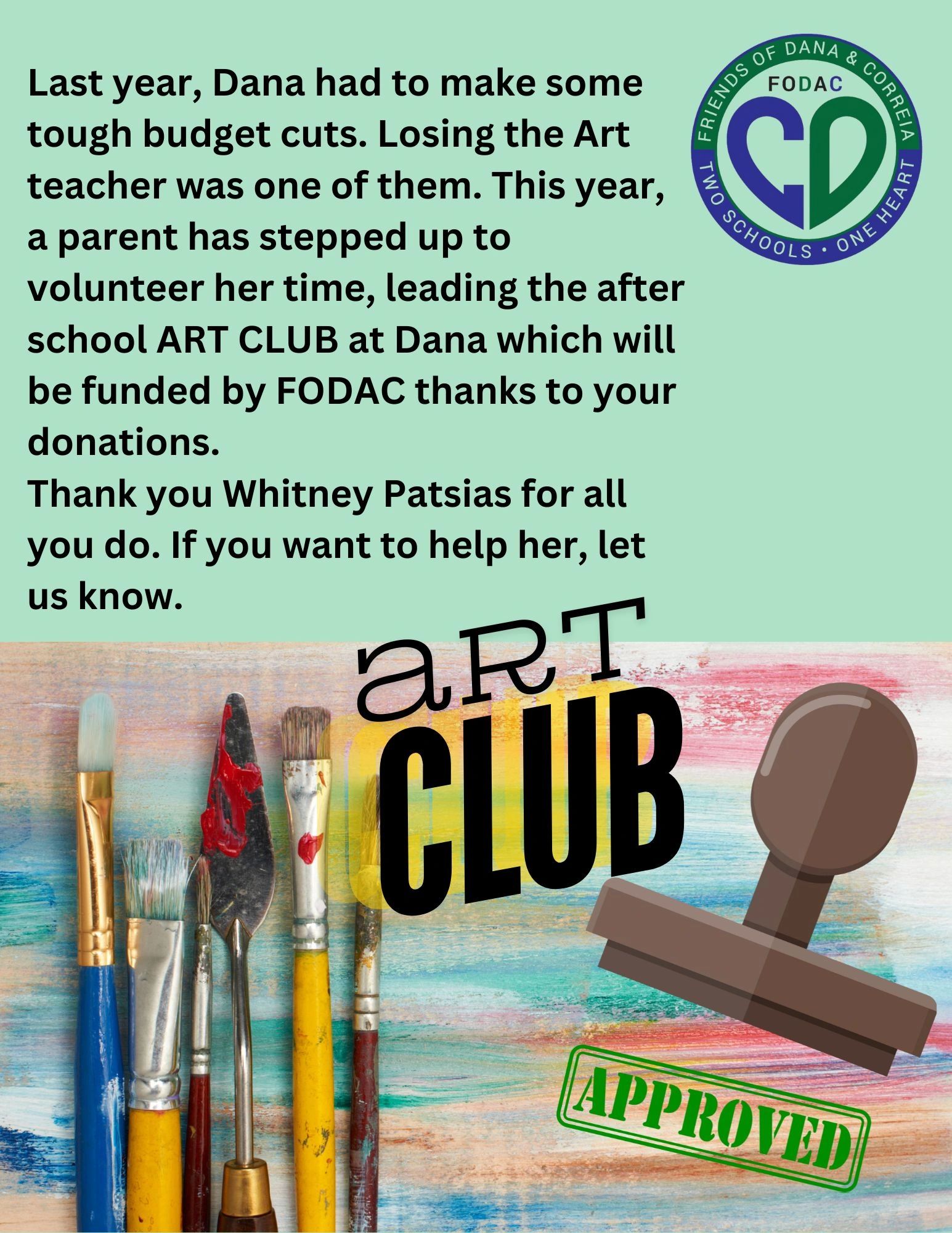 Art Club grant approval