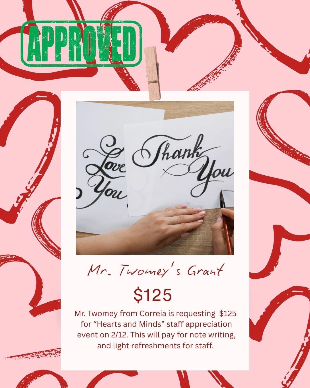 Mr. Twomey's Hearts and Minds grant